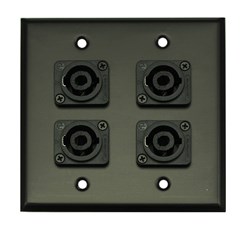 Whirlwind Wall Plate - 2 Gang Black 4 Neutrik NL4 Speakons